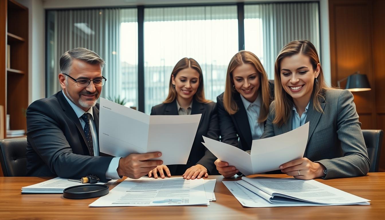 Family reviewing legal documents